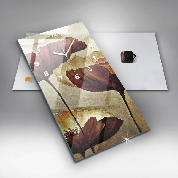 Zegar szklany pionowy Malowane maki