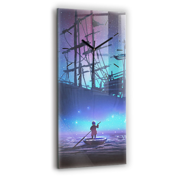 Zegar ścienny pionowy Żaglowiec fantasy