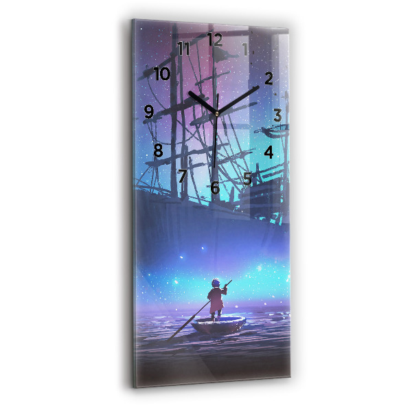 Zegar ścienny pionowy Żaglowiec fantasy