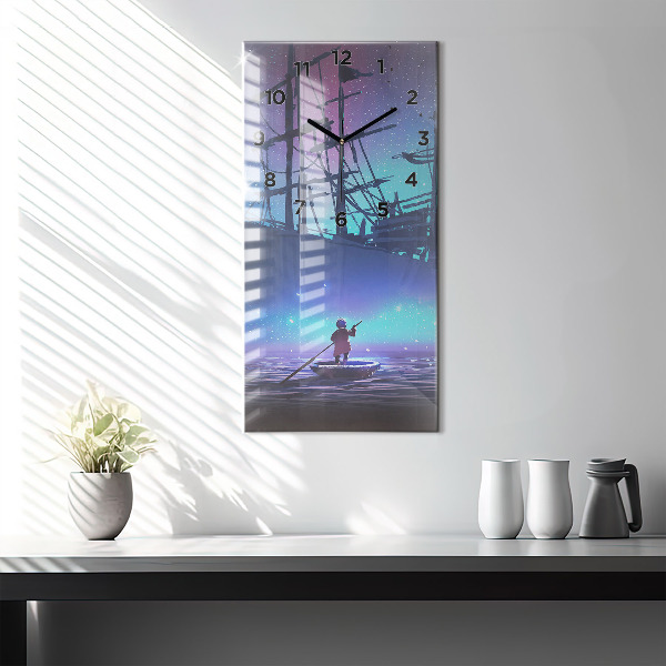 Zegar ścienny pionowy Żaglowiec fantasy