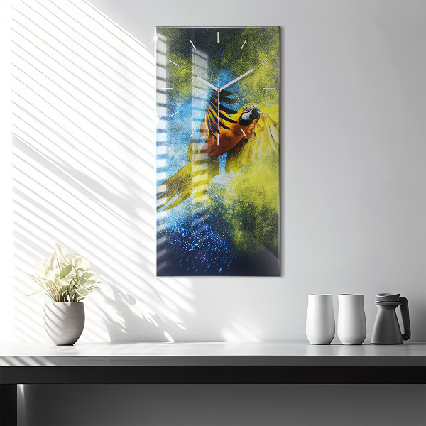 Zegar ścienny pionowy Kolorowa papuga