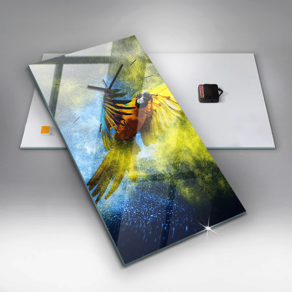 Zegar ścienny pionowy Kolorowa papuga