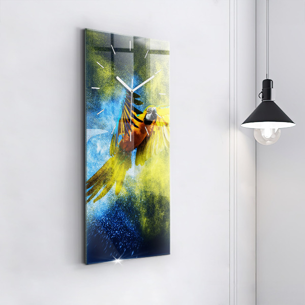 Zegar ścienny pionowy Kolorowa papuga