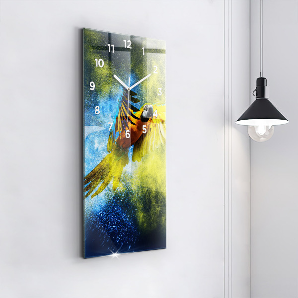 Zegar ścienny pionowy Kolorowa papuga