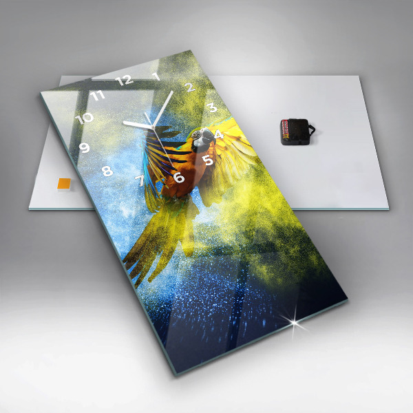 Zegar ścienny pionowy Kolorowa papuga