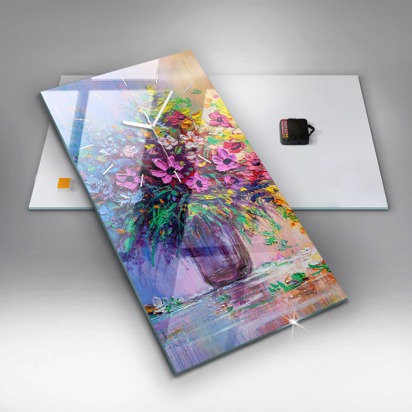 Zegar ścienny pionowy Kwiaty w wazonie