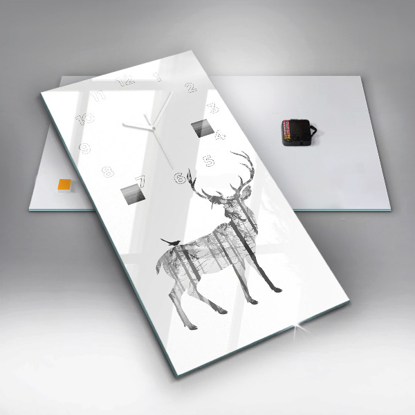 Zegar szklany pionowy Sylwetka jelenia Las