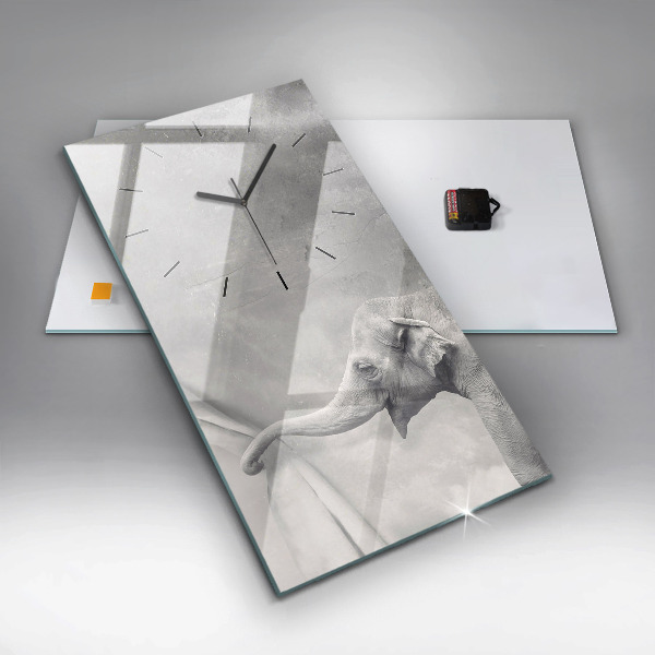 Zegar szklany pionowy Słoń