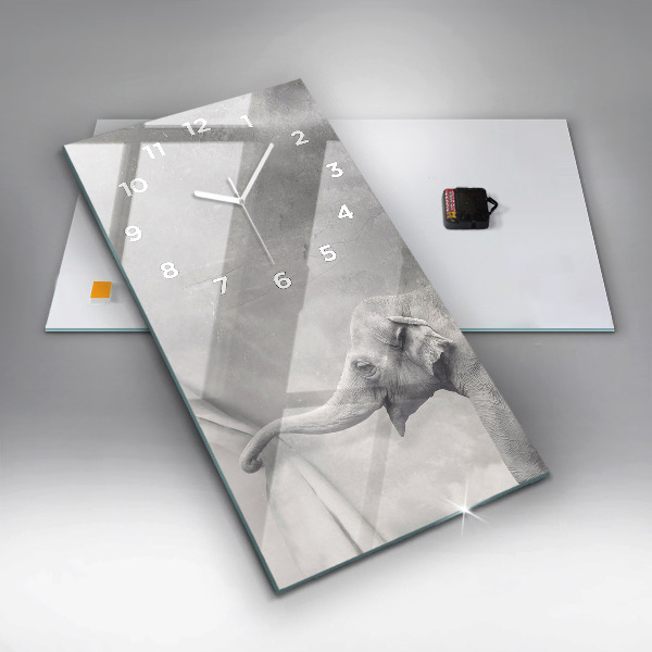 Zegar szklany pionowy Słoń