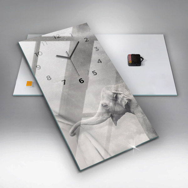 Zegar szklany pionowy Słoń
