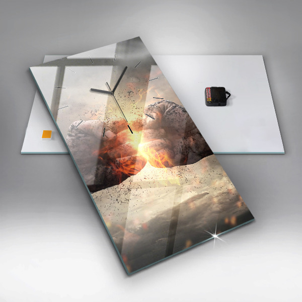 Zegar szklany pionowy Pięści Siła Moc