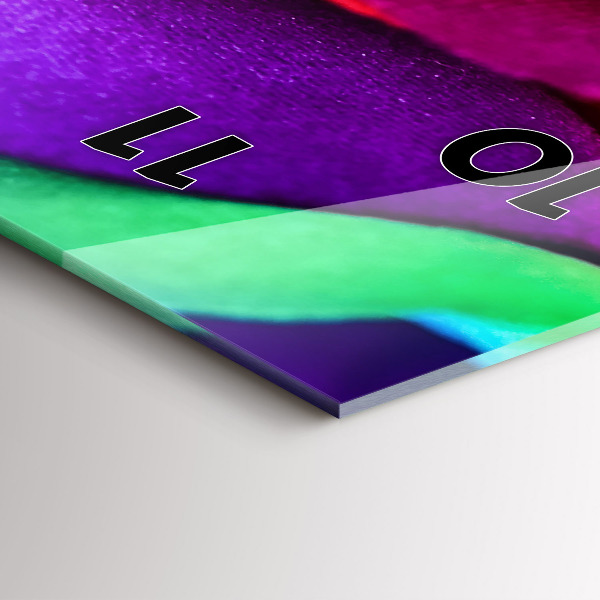 Zegar szklany pionowy Tęczowa róża