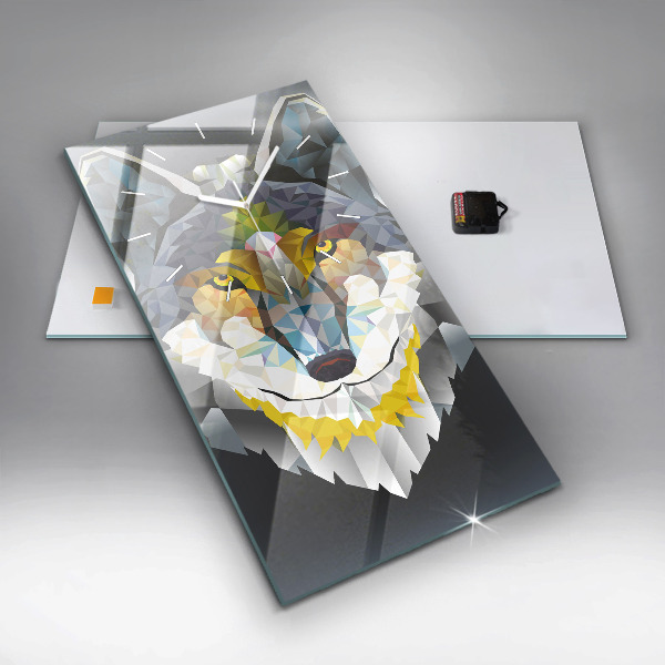 Zegar szklany pionowy Głowa wilka