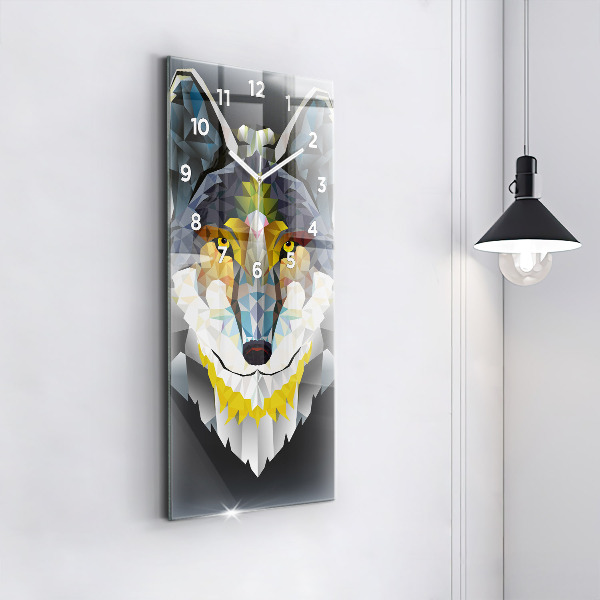Zegar szklany pionowy Głowa wilka