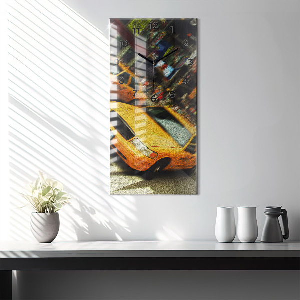 Zegar szklany pionowy New York City taksówki