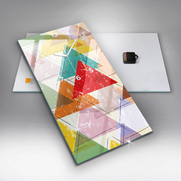 Zegar szklany pionowy Geometryczne trójkąty