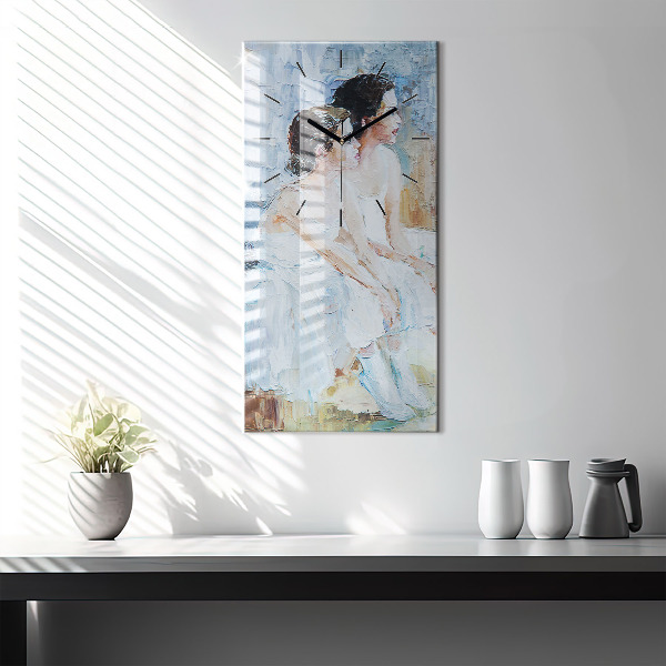 Zegar szklany pionowy Młode baleriny