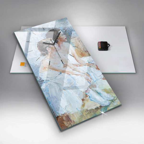 Zegar szklany pionowy Młode baleriny