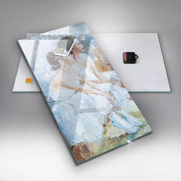 Zegar szklany pionowy Młode baleriny