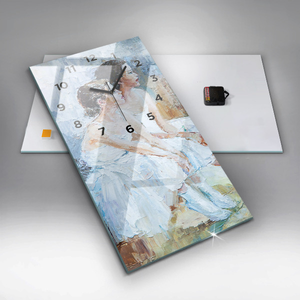 Zegar szklany pionowy Młode baleriny