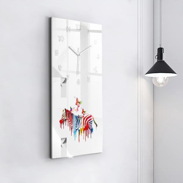 Zegar szklany pionowy Kolorowa zebra