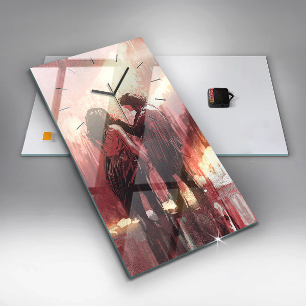 Zegar szklany pionowy Młoda zakochana para