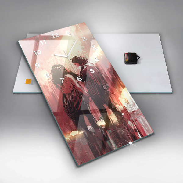 Zegar szklany pionowy Młoda zakochana para