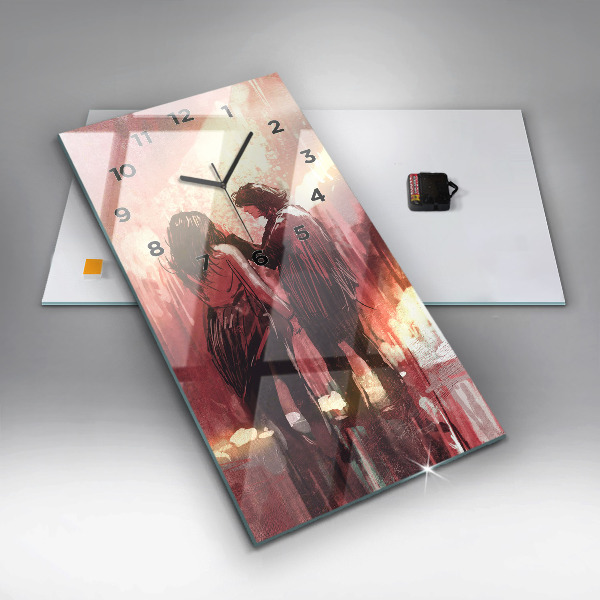 Zegar szklany pionowy Młoda zakochana para