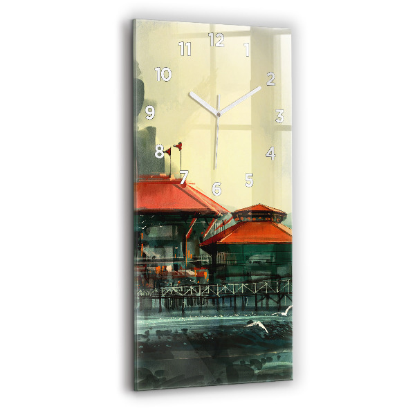 Zegar szklany pionowy Wioska rybacka