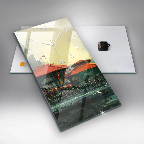 Zegar szklany pionowy Wioska rybacka