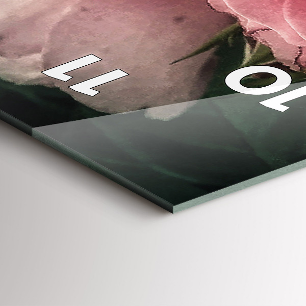 Zegar szklany pionowy Bukiet różowych róż