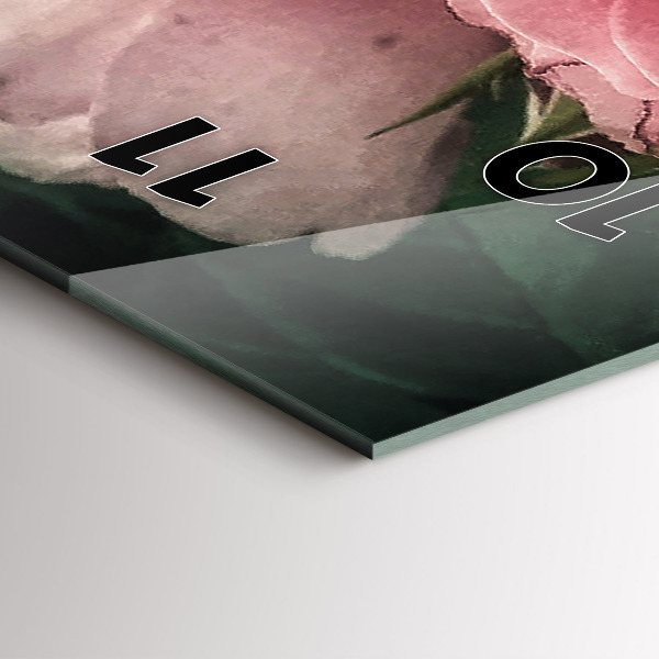 Zegar szklany pionowy Bukiet różowych róż