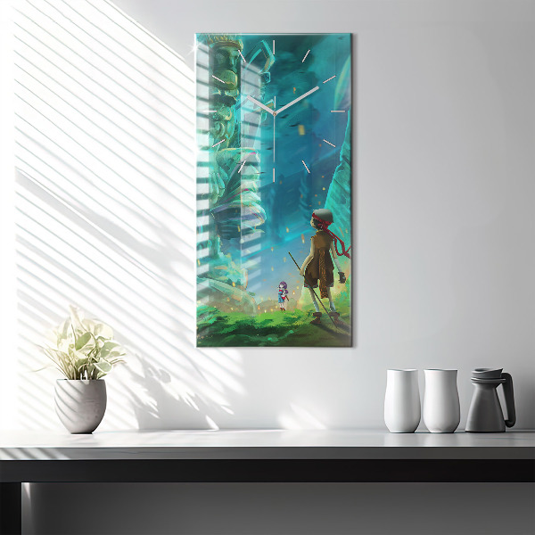 Zegar szklany pionowy Dzieci w lesie