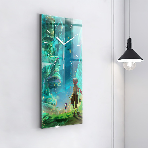 Zegar szklany pionowy Dzieci w lesie