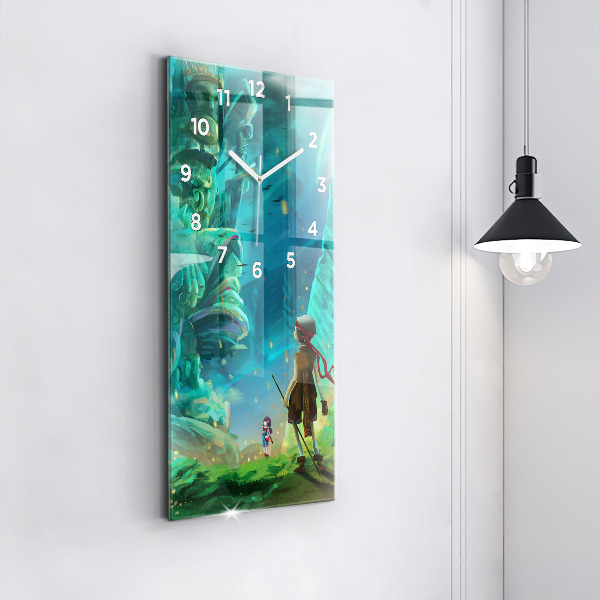 Zegar szklany pionowy Dzieci w lesie