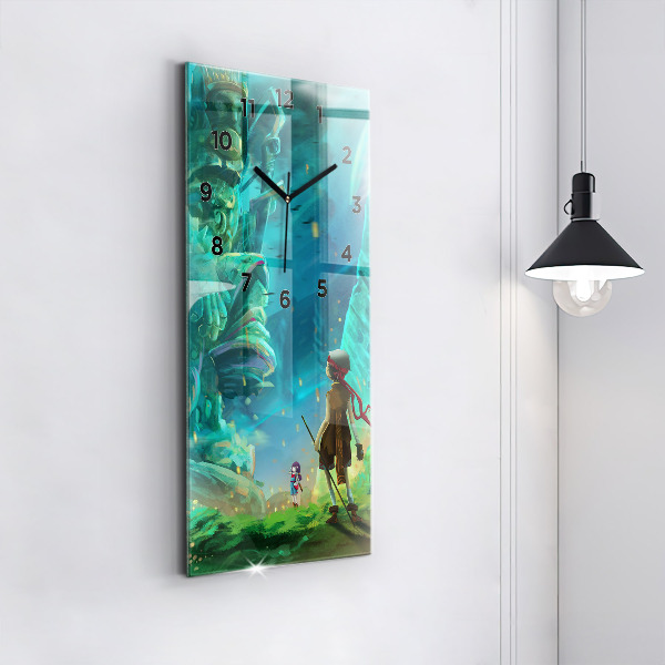 Zegar szklany pionowy Dzieci w lesie