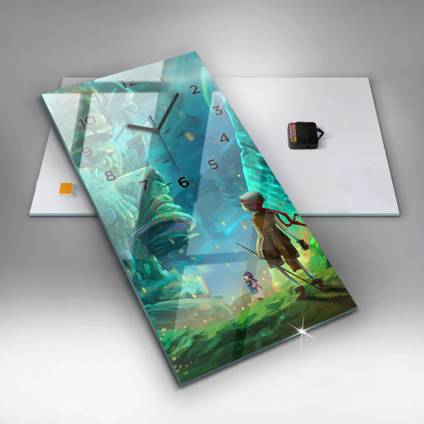 Zegar szklany pionowy Dzieci w lesie