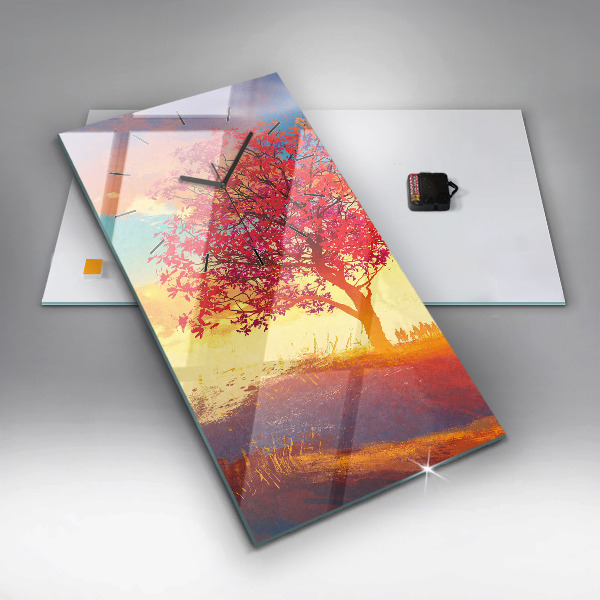 Zegar szklany pionowy Jesienny Krajobraz