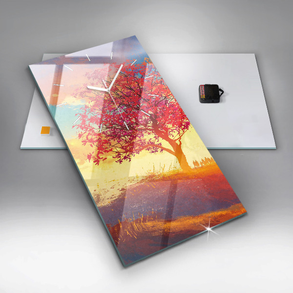 Zegar szklany pionowy Jesienny Krajobraz