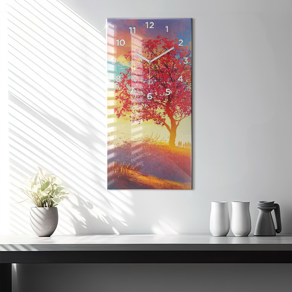 Zegar szklany pionowy Jesienny Krajobraz