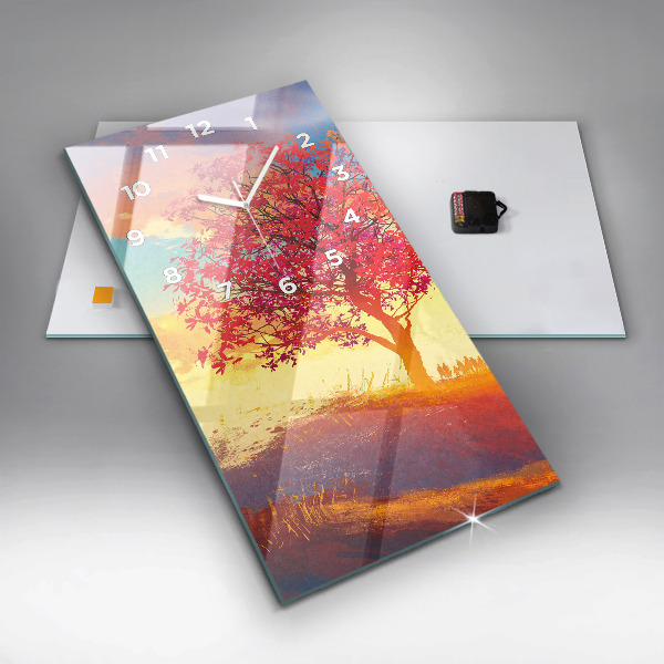 Zegar szklany pionowy Jesienny Krajobraz