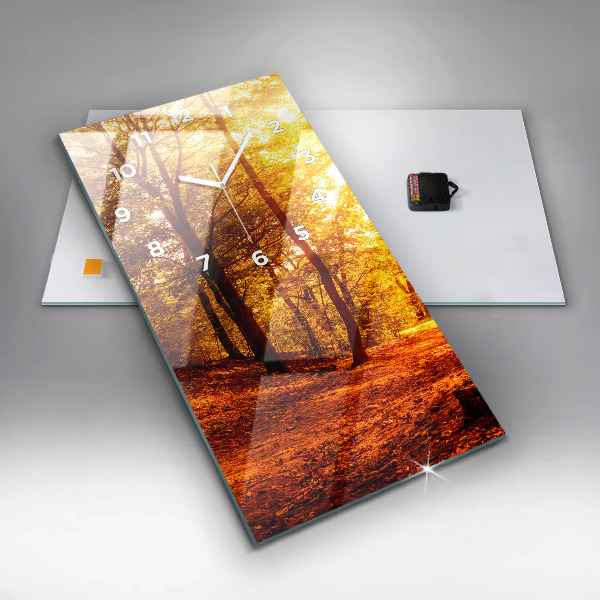 Zegar szklany pionowy Pejzaż lasu w słońcu