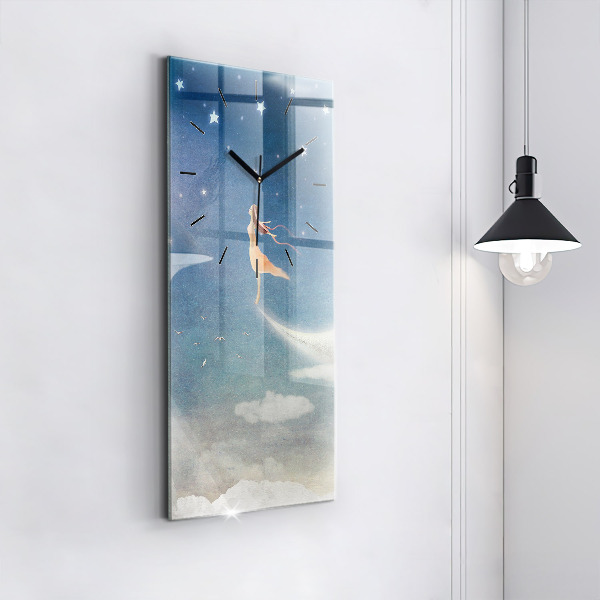 Zegar szklany pionowy Dziewczyna na księżycu