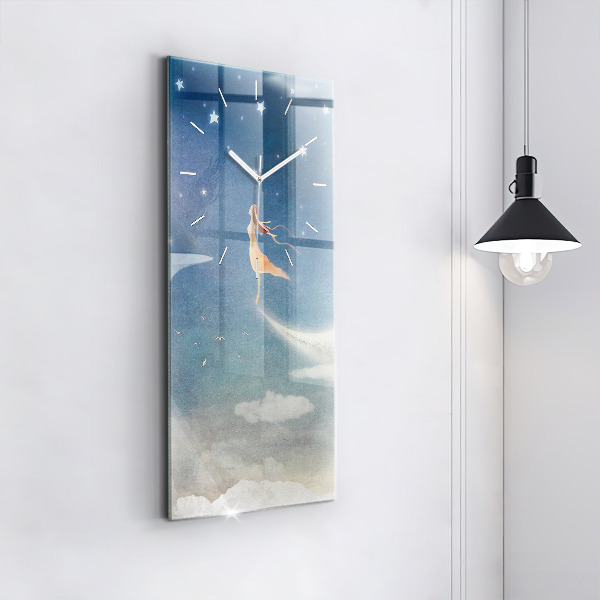 Zegar szklany pionowy Dziewczyna na księżycu