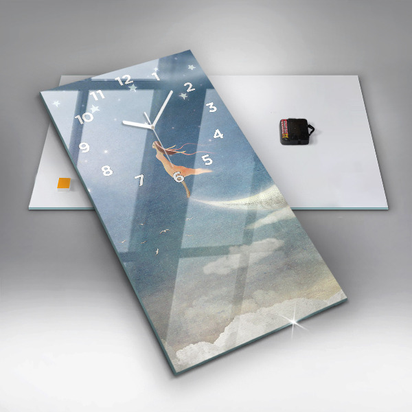 Zegar szklany pionowy Dziewczyna na księżycu