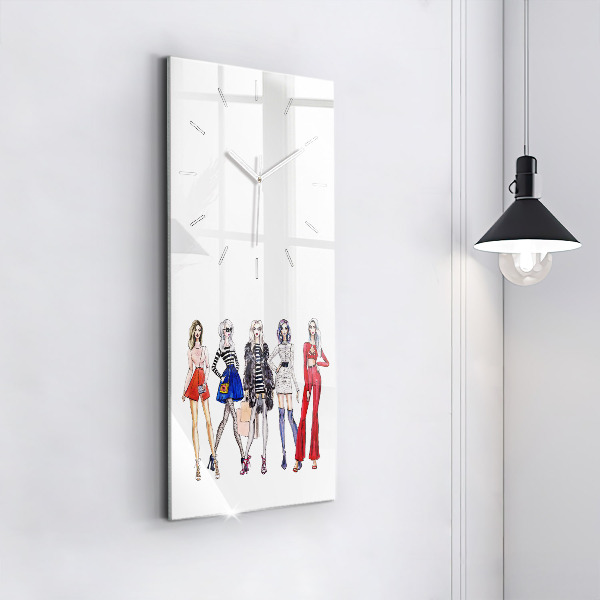 Zegar szklany pionowy Modne dziewczyny