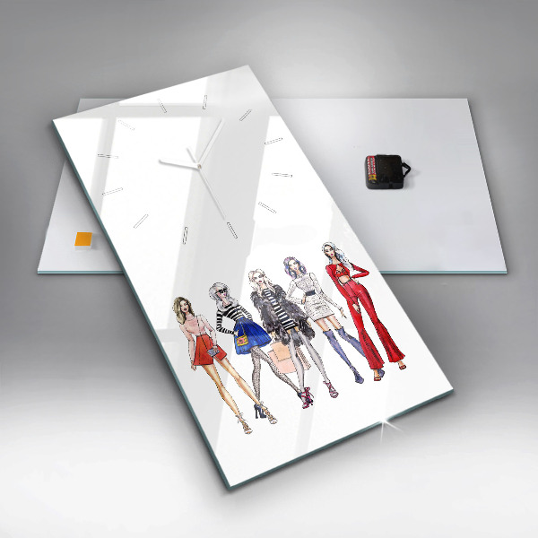 Zegar szklany pionowy Modne dziewczyny