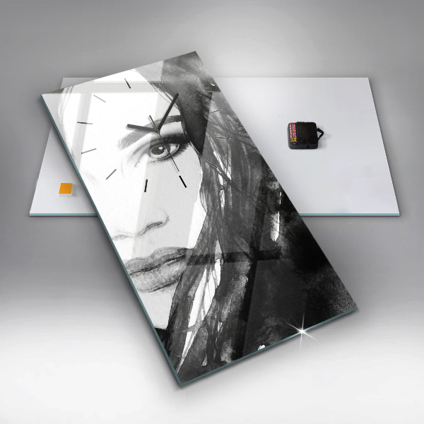 Zegar szklany pionowy Portret kobiety