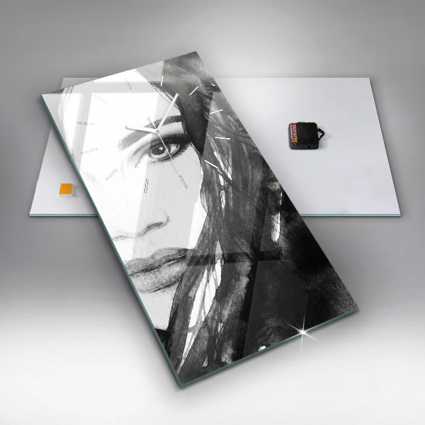 Zegar szklany pionowy Portret kobiety