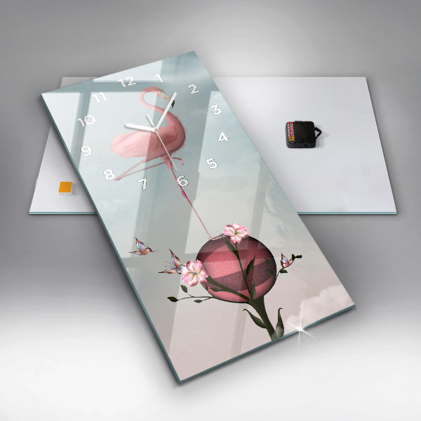 Zegar szklany pionowy Surrealistyczny flaming